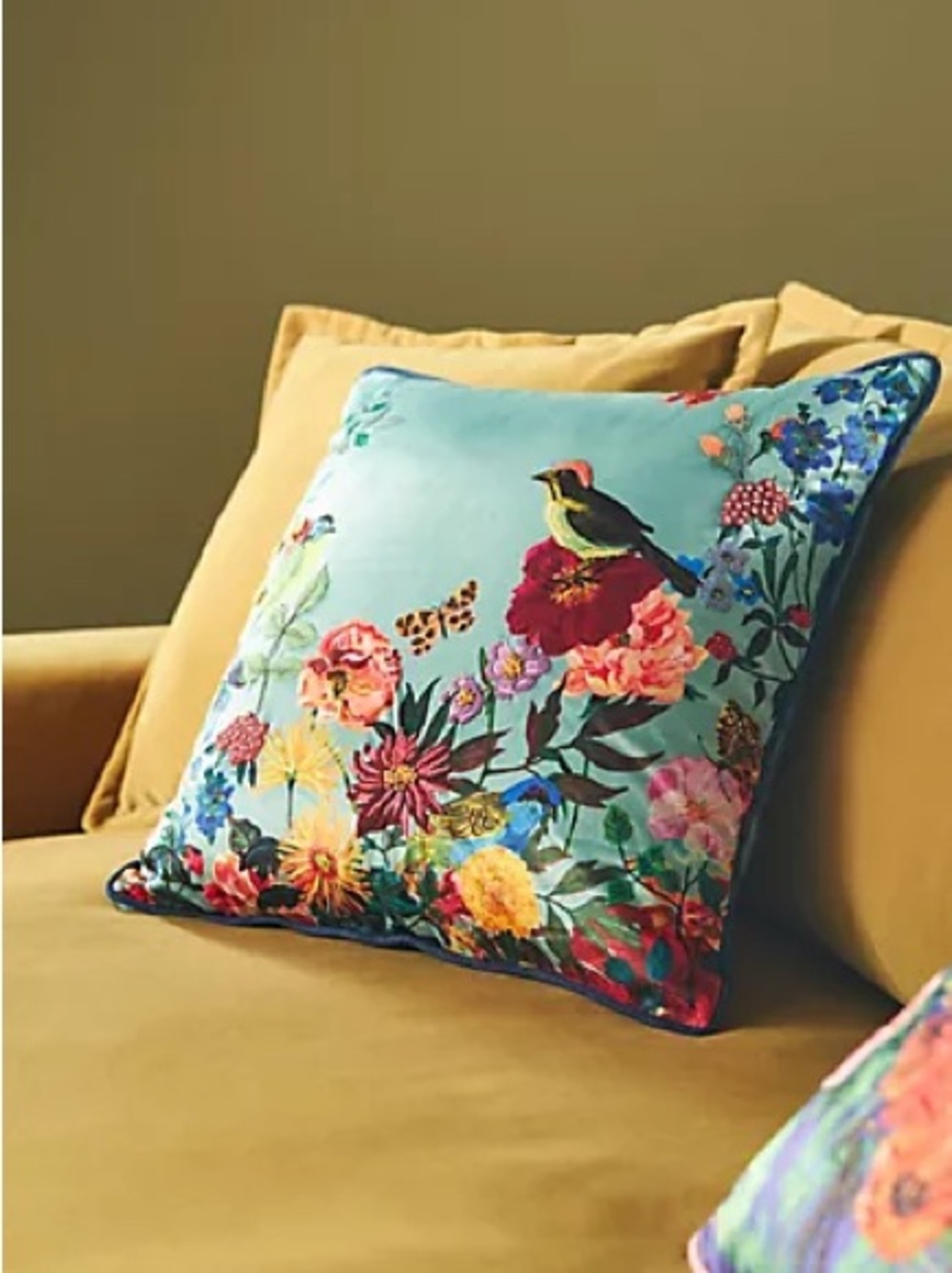 Nathalie Lete Embroidered Velvet Pillow NWT